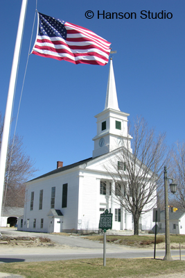 Dublin, NH - Community Church Vertical with Flag
